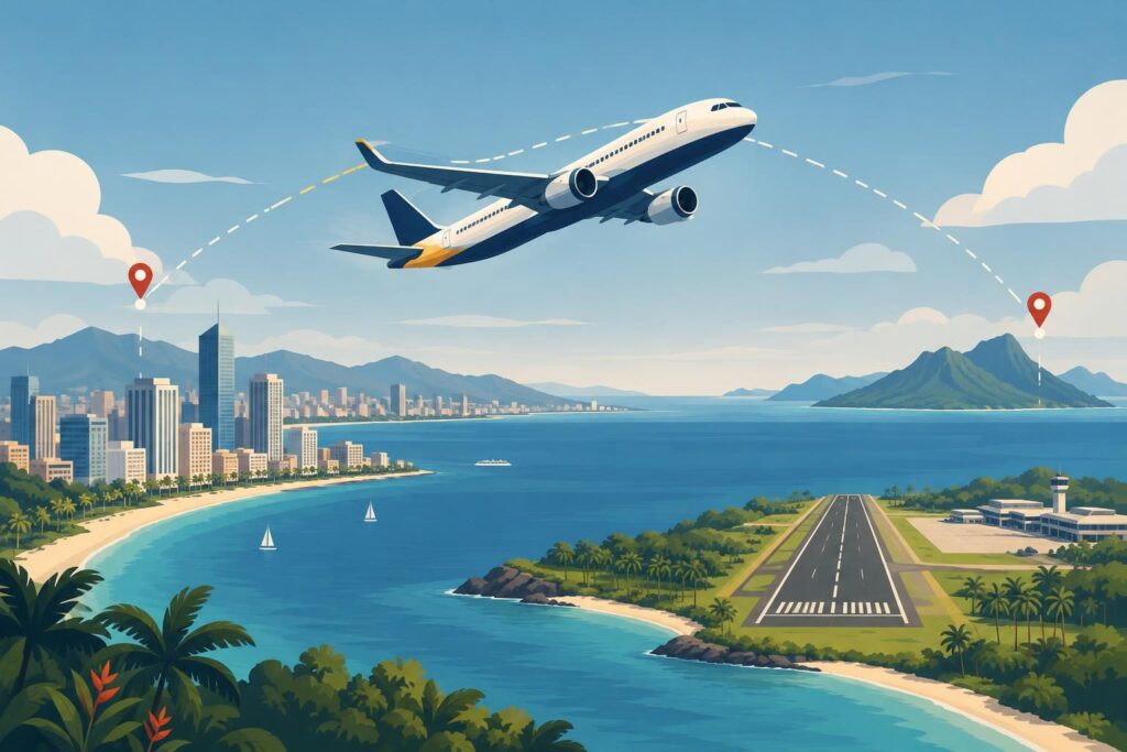 Avión sobre una ruta aérea entre Cali y Miami