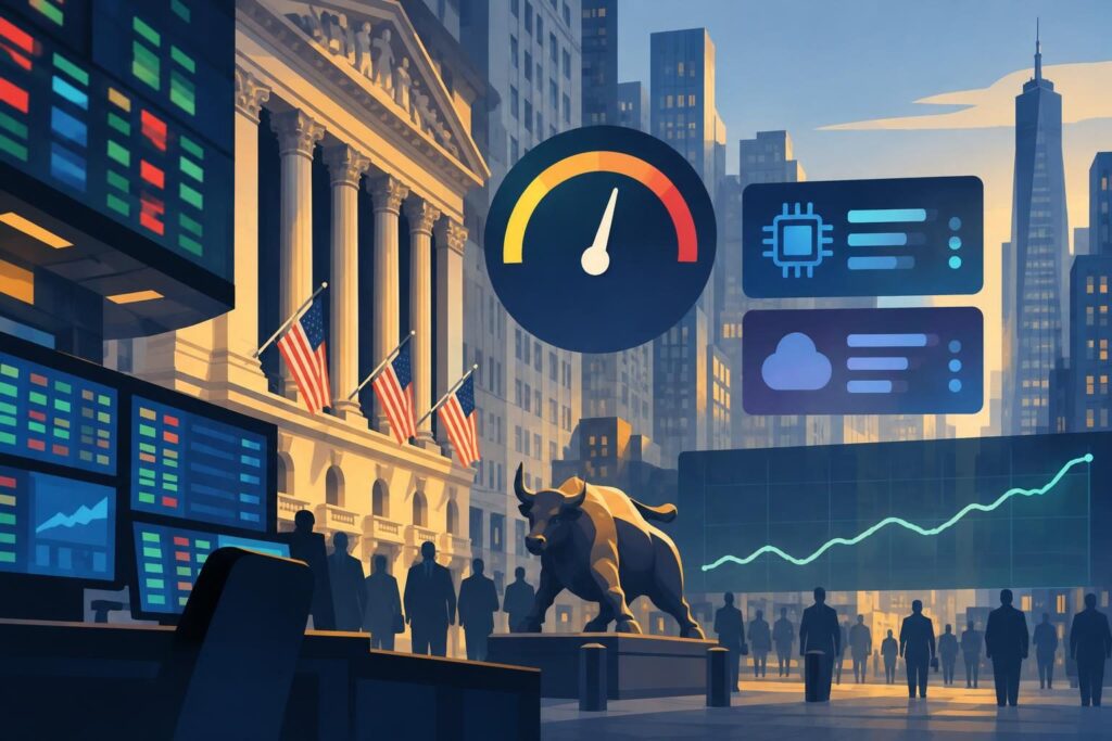 Ilustración conceptual de Wall Street, una tasa estable y gráficos financieros