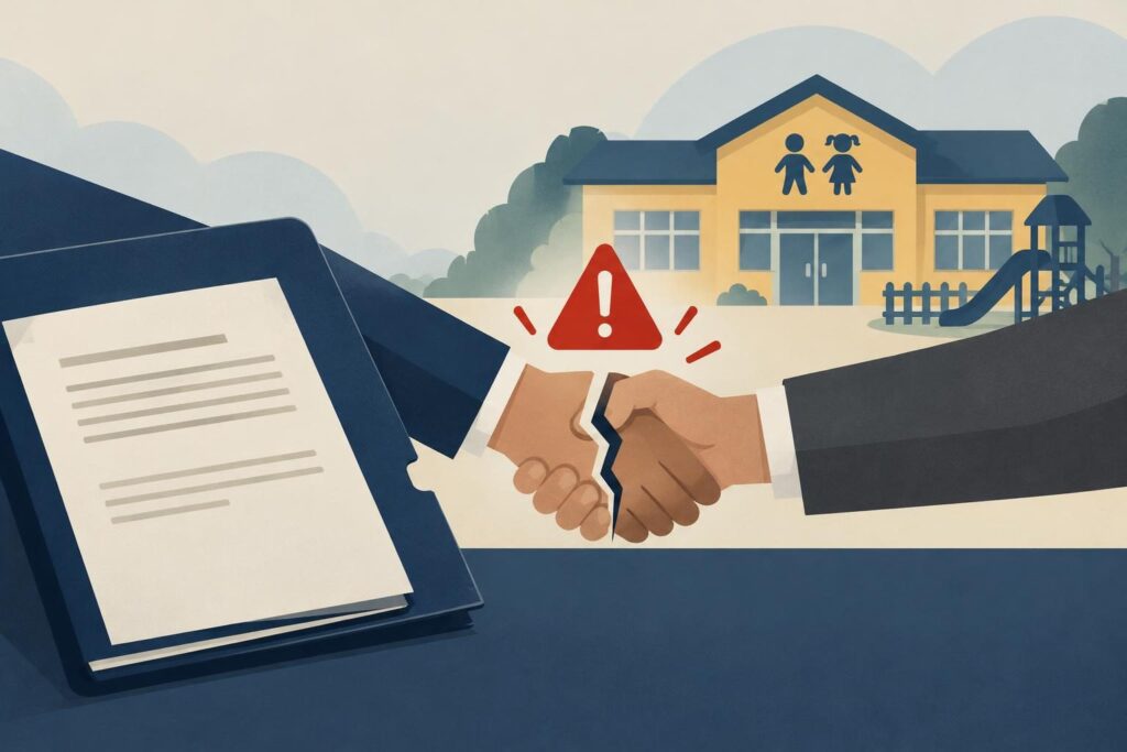 Contrato y centro de atención infantil en tensión